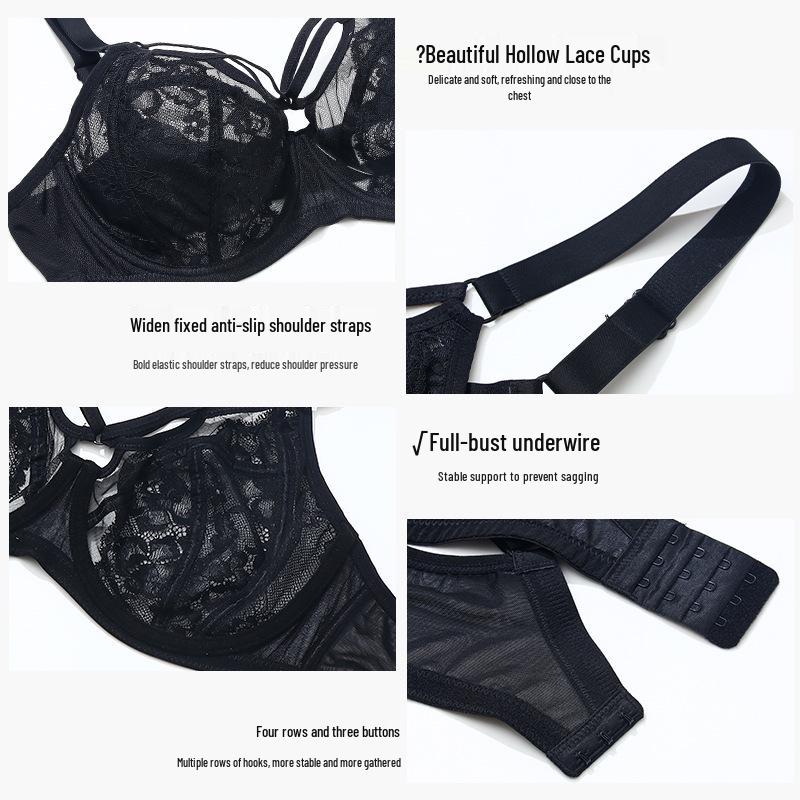 Sutiã de Renda Plus Size Anti-Queda para Mulheres - Respirável, Bojo Completo, Design Emagrecedor e de Suporte