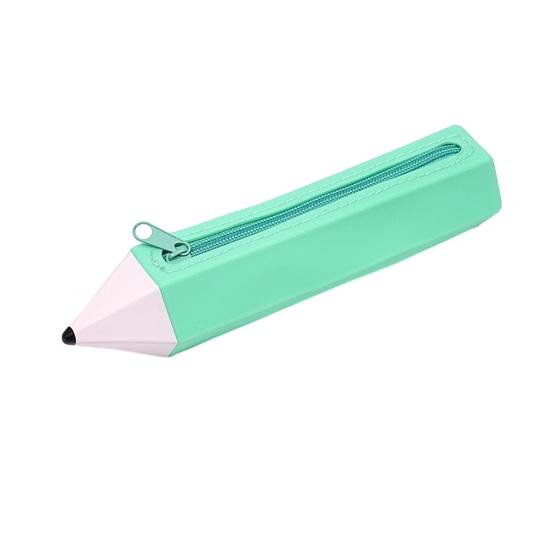 Pencil Case Large Capacity Pencil-Shaped Silicone Pencil Case for Students Zippered Stationery Storage Bag Multifunctional Travel Cosmetic Bag for