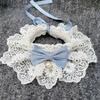 Colletto di Perle con Fiocco di Pizzo Gatto Cane Fazzoletto da Collo Animali Domestici Gatti Gattino Cane Cucciolo Stringa Bavaglino Collana Cravatta Cinturino da Collo Sciarpa Accessori
