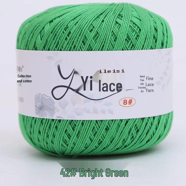 8# 100% Cotton Lace Yarn - 50g Ball, 400m, Strong Twist Crochet Thread for Hand-knitting, Flowers, Hats, and Cardigans - Free Shipping.