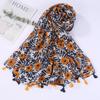 Sciarpa Boho da donna, leggera, con stampa floreale, scialle con frange, moda autunno inverno