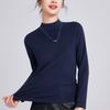 Black Long-sleeved Half-turtleneck Woman, New High-elastic Niche Design Sense Tencel Top Bottoming Shirt, Spring and Autumn Inner
