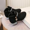 Girls Black Velvet Short Boots with Rhinestone Detail   Autumn Kids Ankle Boots Elastic Cuff High Heel School Dance Shoes