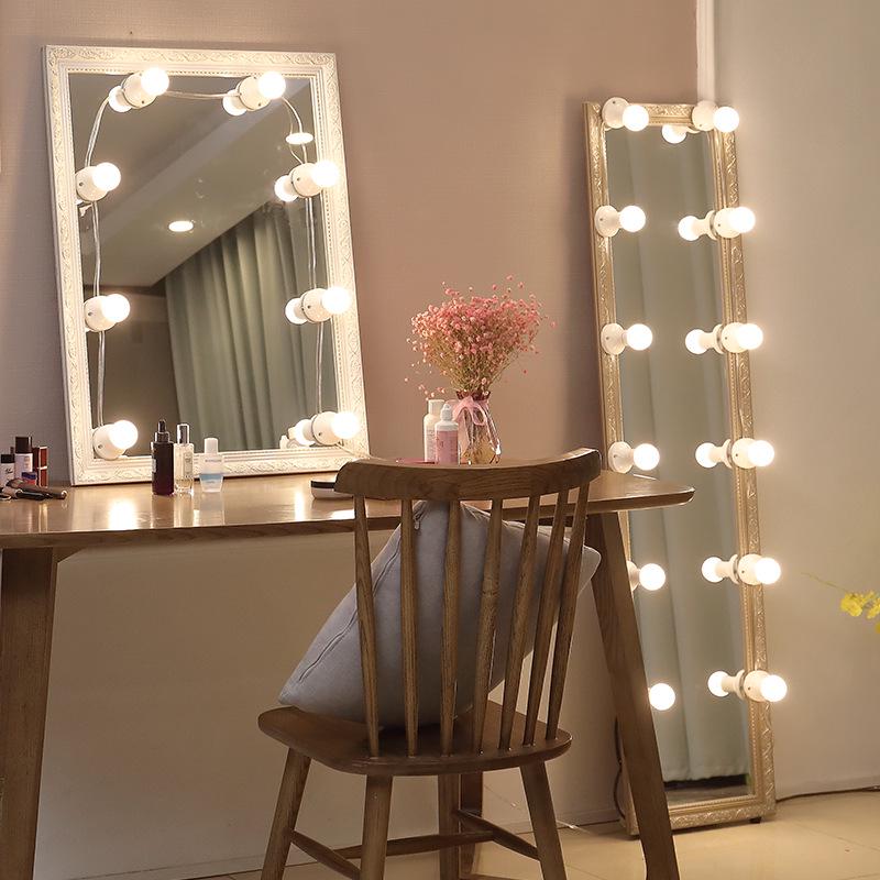 Makeup Vanity Mirror LED Light with Adhesive, No-Punch Installation, and Replaceable Bulb for Bathroom.