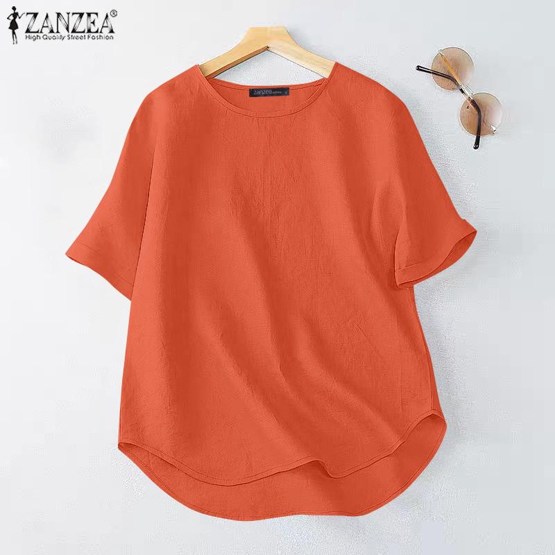 

ZANZEA Женские повседневные летние футболки с коротким рукавом с коротким вырезом