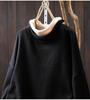 Women's Plus Size High Neck Patchwork Sweater - Winter Two-Piece Knitwear
