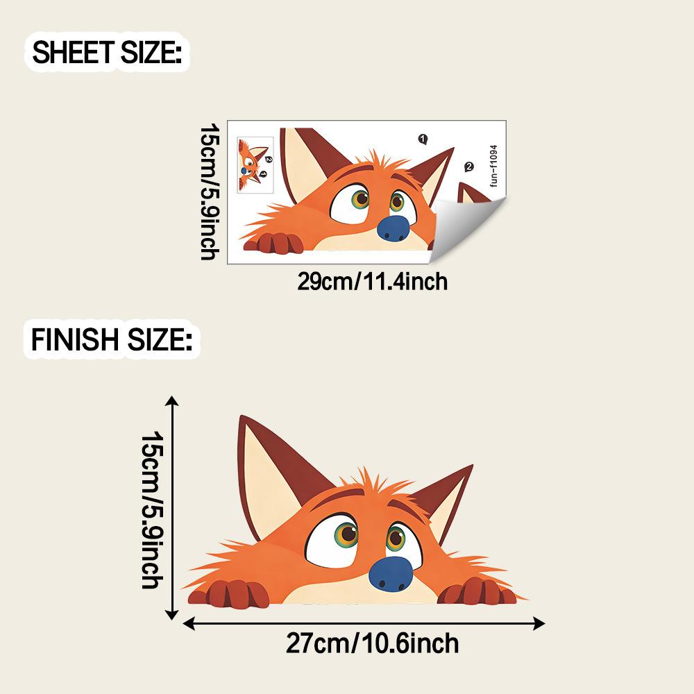 

Playful Peeking Fox Static Cling Window Sticker Outdoor Balcony Glass Removable Self-Adhesive Home Decor Art 15x29cm разноцветный