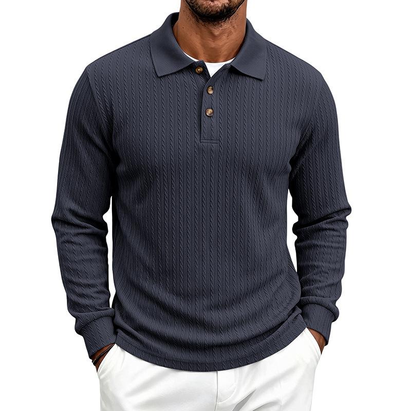 Men S Slim Fit Long Sleeve Polo Shirt Casual Basic Top