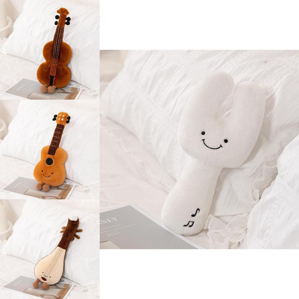 Musikinstrument Plüschtier Tierdesign Mit PP-Baumwollfüllung Weiches Kurzplüsch Stofftierkissen für Kinder Geschenk