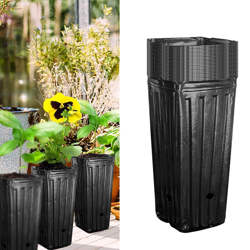 20 Stück Hohe Quadratische Anzuchtbecher Kunststoff Tiefe Anzuchttöpfe Atmungsaktives Design für Gartenbaum Umpflanzen