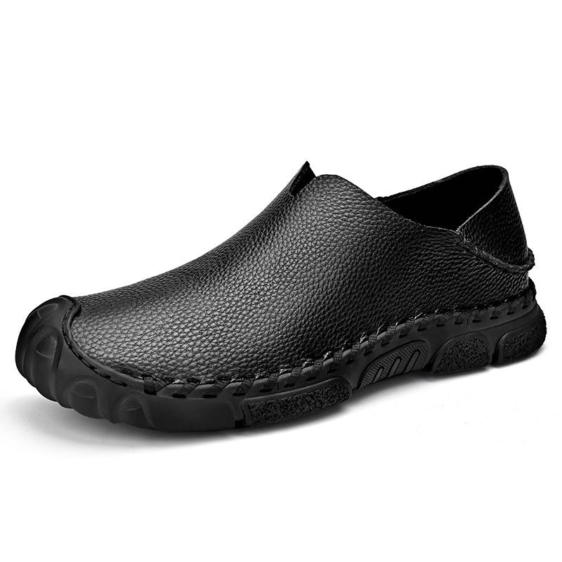 Primavera y verano nuevos zapatos casuales de cuero de talla grande zapatos de conducción para hombres Gommino británico un pedal suela suave