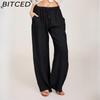BITCED 10Color Women's Fashion Casual Solid Color Print Pants & Capris