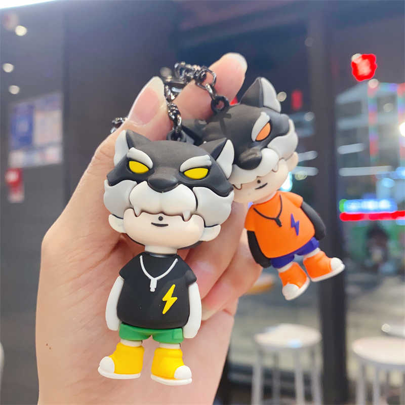 Cartoon Cool Wolf Juvenile Keychain Pendant Cute Couple Schoolbag Pendant Boys Car Key Chain Gift