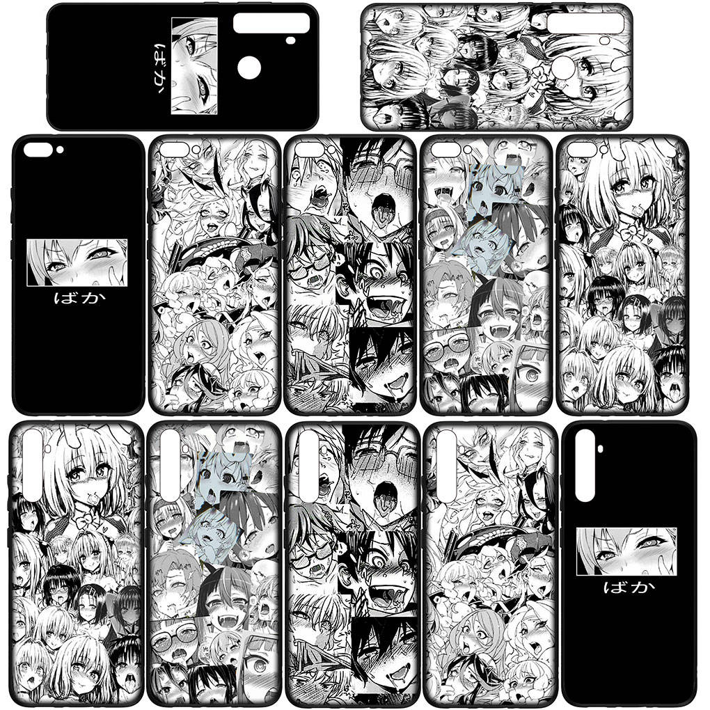 Case for Samsung Galaxy S25 S24 S23 iPhone 16 15 Xiaomi Redmi Note 14 13 12 16E 11 Pro Max OPPO Moto Huawei Ahegao Hentai Manga Anime Girl Waifu Cover