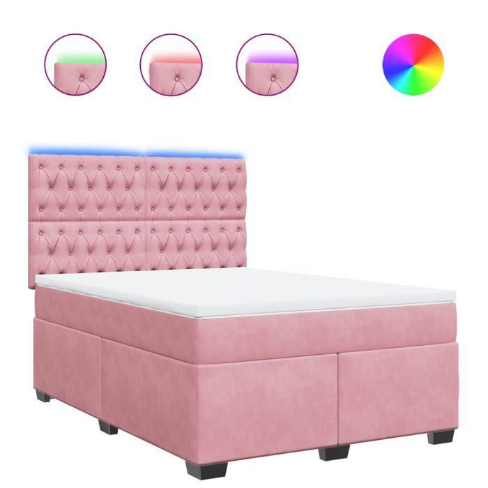 Exclusive House - Slatted Bed Base with Pink Mattress 160x200 Cm Velvet