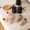 Baby Shoes with Fleece Lining Squeaky Warm First Walkers for 0-2 Years Old, Unisex Toddler Insulated Shoes