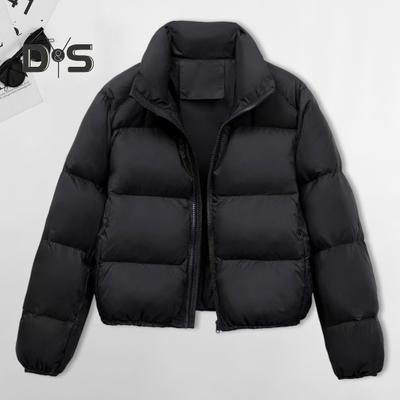 Winter Women Coat Stand Collar Neck Protection Zipper Closure Long Sleeves Windproof Heat Retention Padded Down Coat Men Slim Fit Outdoor Jacket