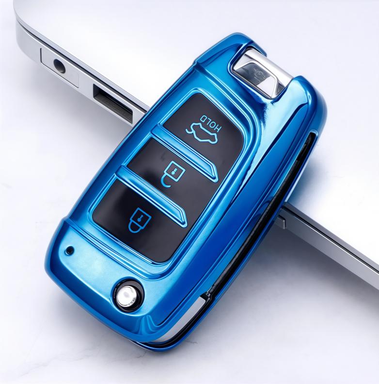 

Модный ТПУ Чехол-книжка для автомобильного ключа для Hyundai Elantra Solaris Tucson i30 i35 i40 KONA Genesis Santa Fe Azera Аксессуары синий