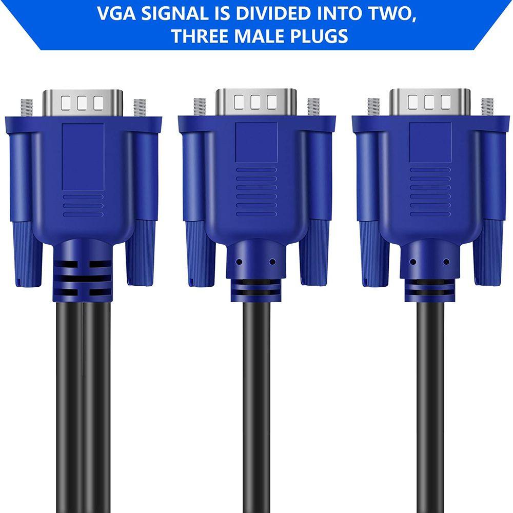 Full HD 1080P 1 Male To 2 Male VGA Splitter Cable Dual Monitor Y Adapter Video Cord