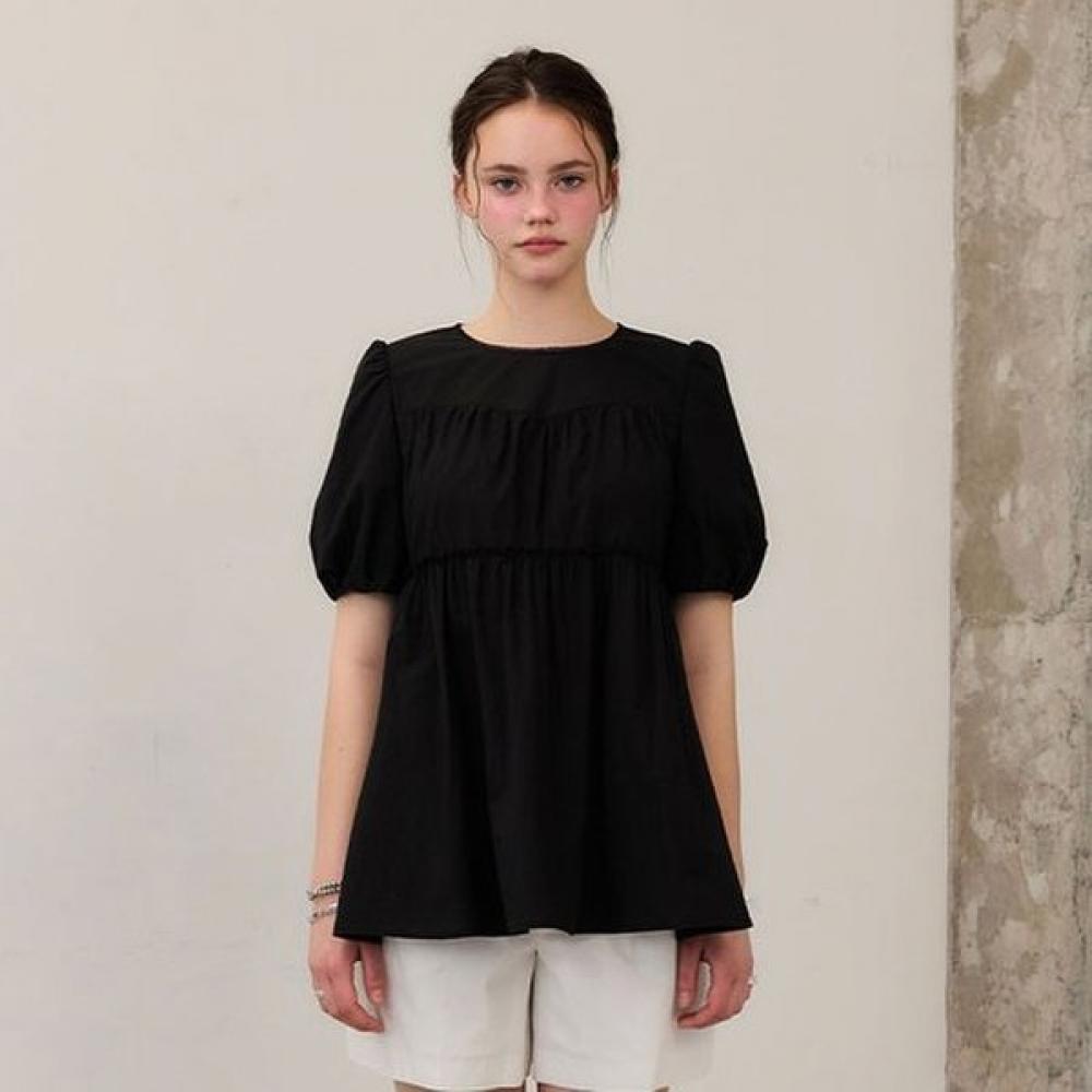 Cc Collect. Round Neck Volume Blouse C262msc336 BK/55