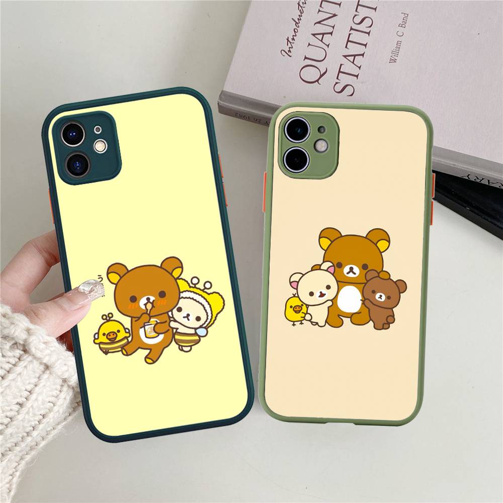Cartoon Rilakkuma Bear Phone Case For iPhone 11 12 13 14 15 16 Pro Plus X XS MAX Matte Bumper Shockproof Cover