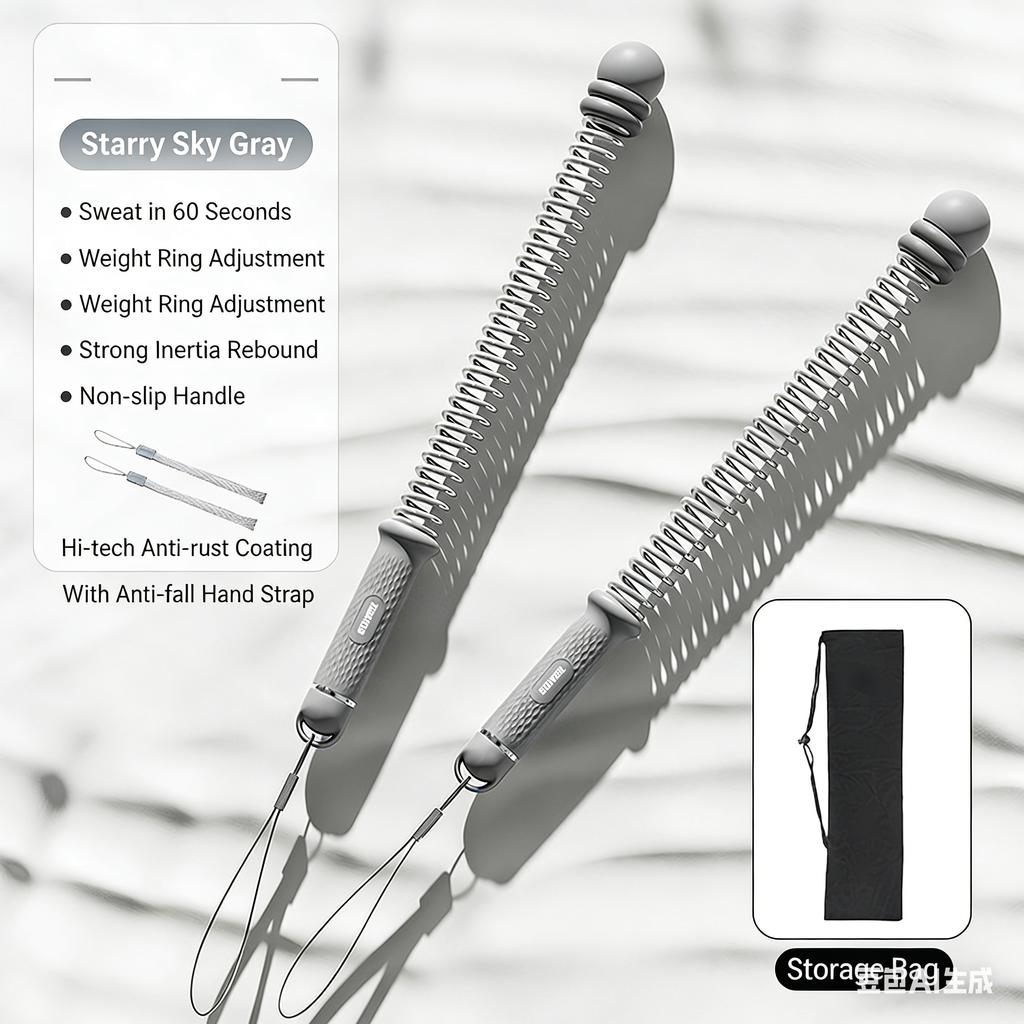 New Cordless Spring Battle Rope for Indoor Outdoor Fitness Training, Arm Muscle Exercise