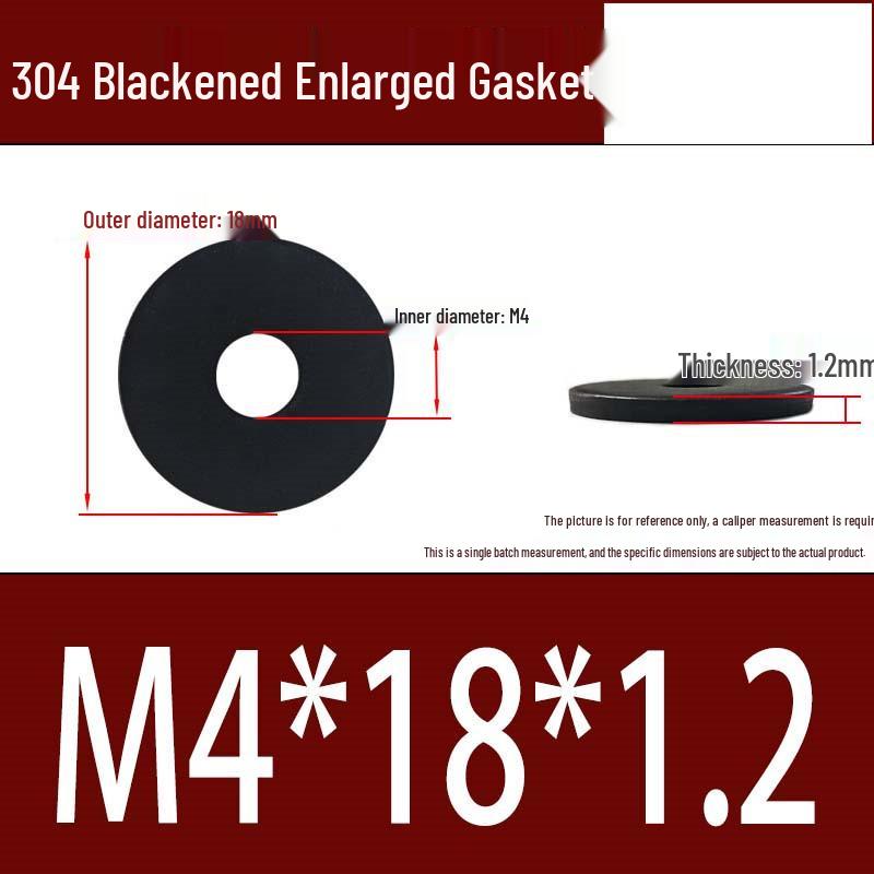 Large Black 304 Stainless Steel Ultra-Thin Oversized Flat Washer, Zinc-Plated
