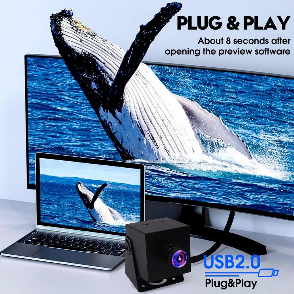 ELP 4K HDMI USB-kamera Vidvinkel PC-kamera för datorskärm Samtidig utgång Mini UVC-webbkamera 2x digital zoom 8MP USB-säkerhetskamera Grader