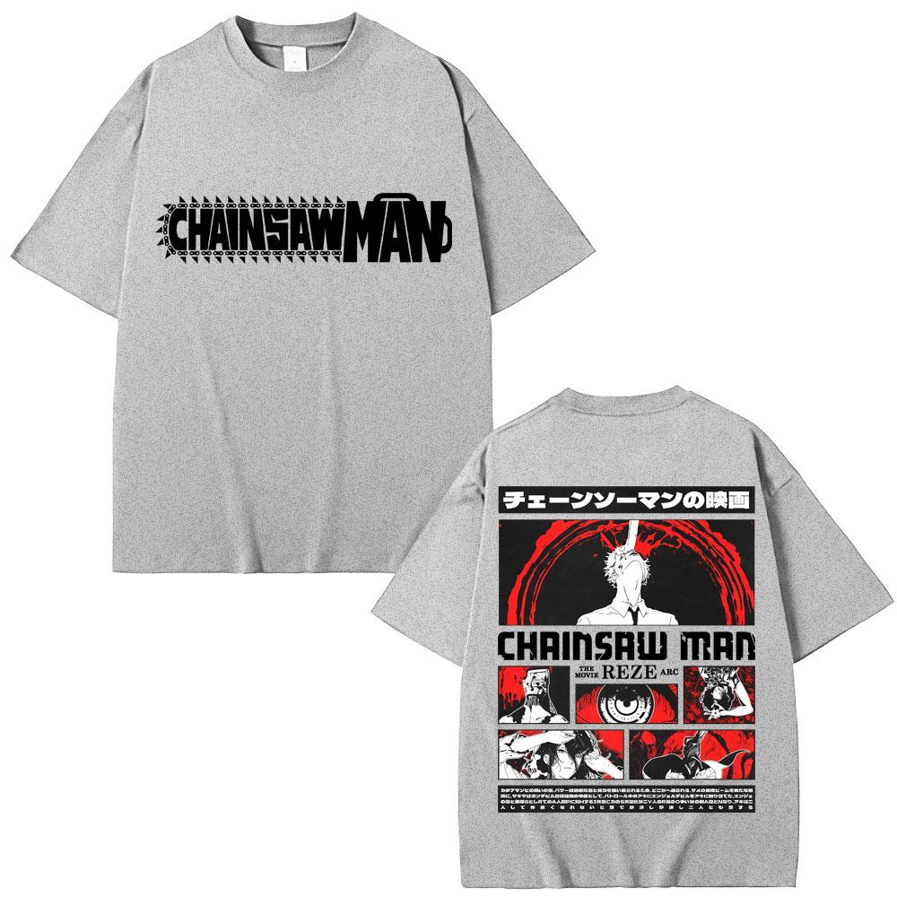 90s Japanese Anime Chainsaw Man Graphic T Shirt Men Women Fashion Vintage Cartoon Tshirt Oversized Cotton Summer T-shirts