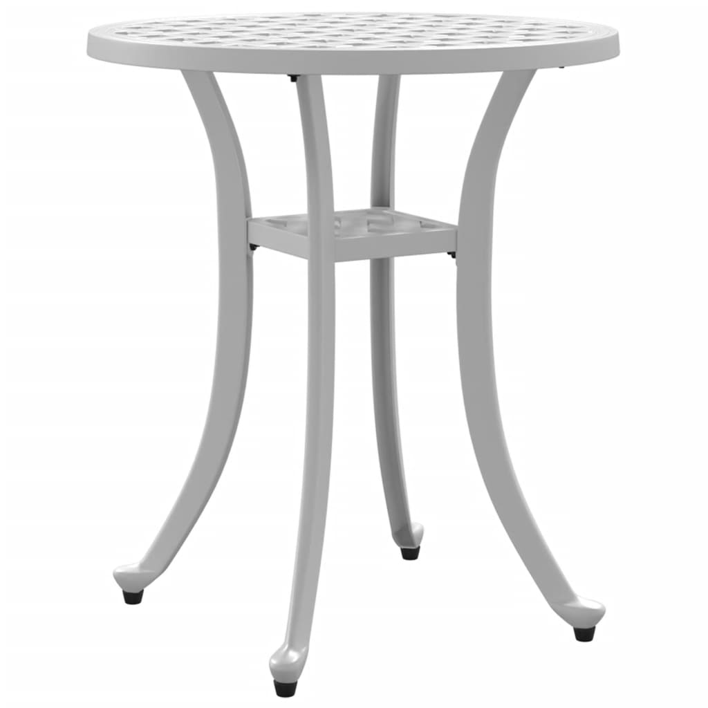 Vidaxl Garden Table, White, Ø48X53 Cm, Cast Aluminium