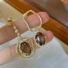 Temperament Fashion Gold Color Crystal Drop Dangle Earrings for Women Luxury Korea Stud Earring Bride Jewelry Accessories Gift