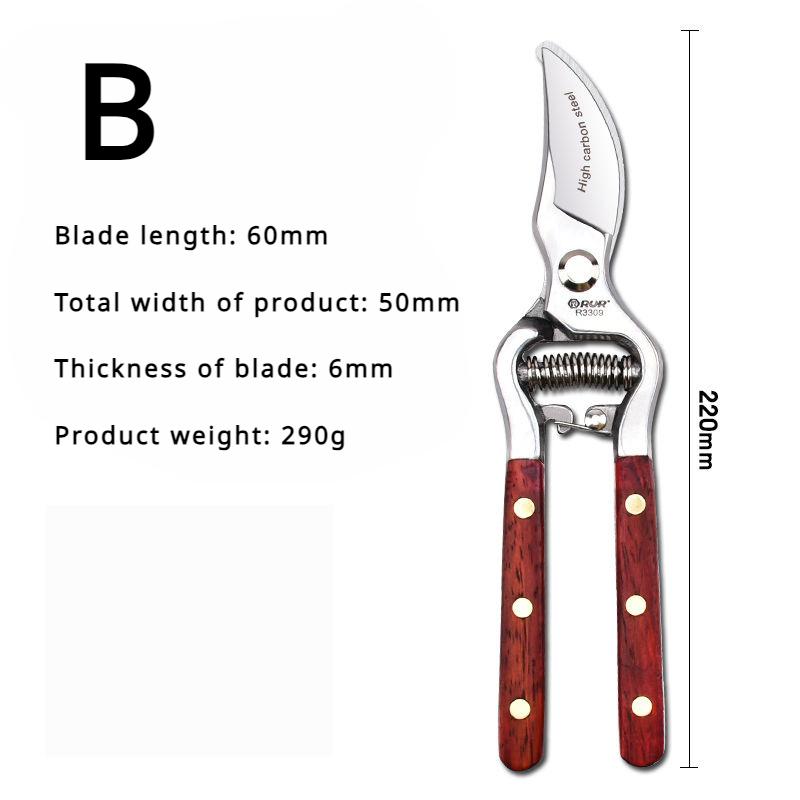 8 Inch Pruning Shears Wood Handle Pruner Garden Tree Branch Cutting Scissors Fruit Pruning Shears