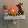 Xmas Night Light Flickering Campfire Effect Resin Plug In Night Lamp Holiday Decoration
