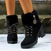 Plus Size Rhinestone Martin Boots 2024: High Heel, Warm Cotton, Side Zipper Women's Fashion Boots for Autumn/Winter
