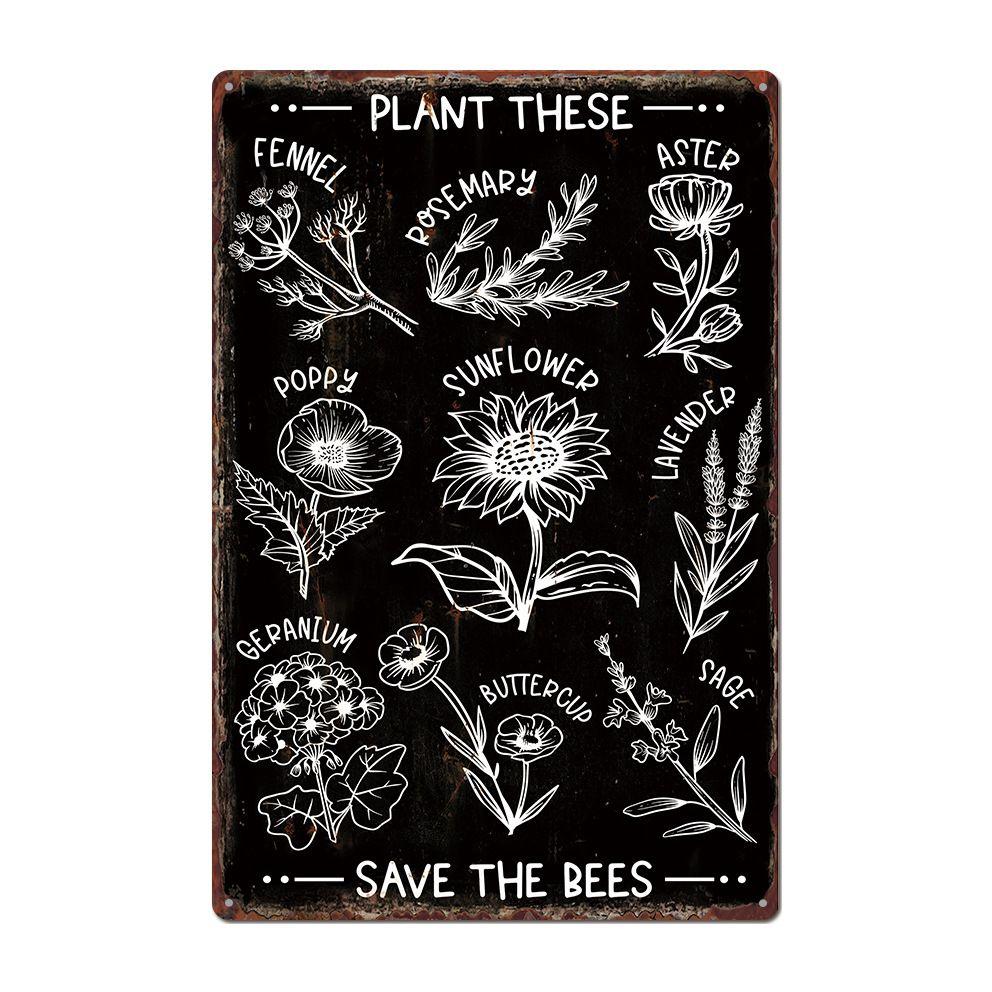 Bee Series Metal Tin Sign Wall Decor 20x30cm