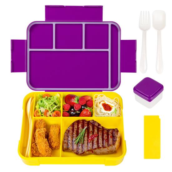 Yousheng Lunch Box with Fork Spoon Split Bento Box Leak-proof Food Container BPA-Free Meal Prep Container for School Office