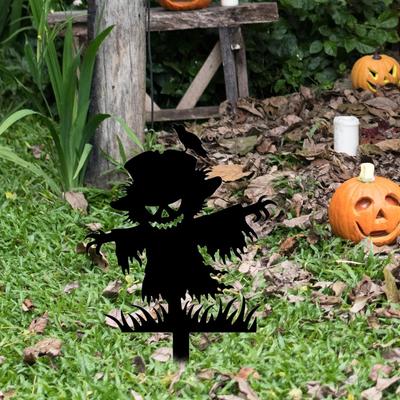 Scarecrow Stake Halloween Decoration Iron Spooky Horror Rustic Garden Scary Silhouette for