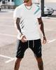 European and American 3D digital printing men's summer short-sleeved beach pants set trendy T-shirt set, manufacturer