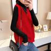 Spring and Autumn Loose Sleeveless Sweater Solid Color Knitted Vest Women's V-neck Bright Silk Fleece Top
