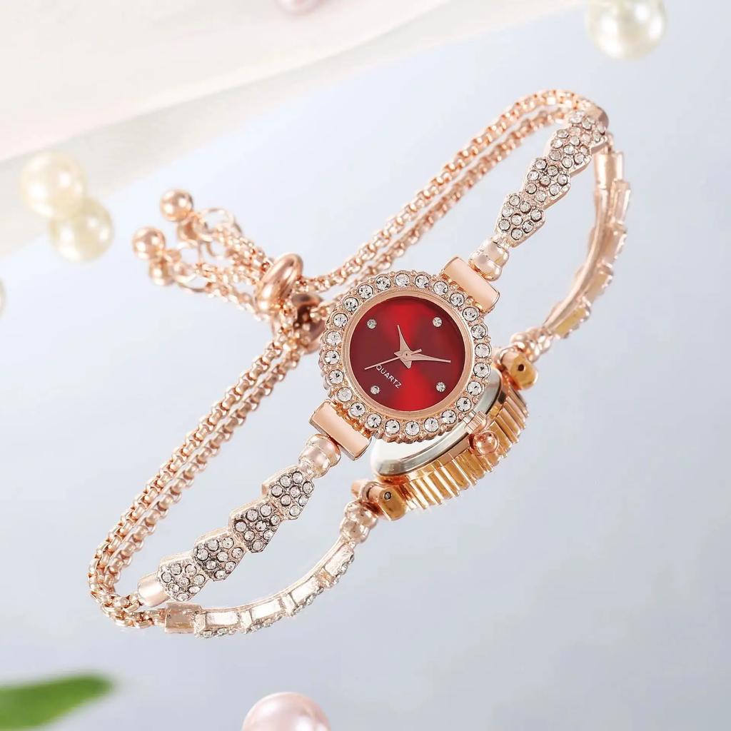 Vintage Casual Ladies Watches Luxury Watch Women Bracelet Rhinestone Fashion Wristwatch Bracelet Relojes Para Mujer