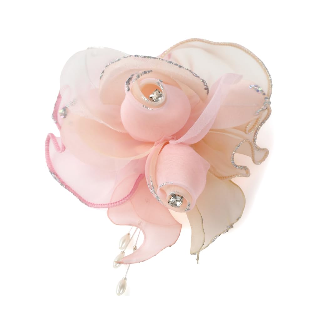

Handmade Wrapped Chiffon Sparkly Pin For Formal Occasions and Elegant Pink [Crane s Collection] Corsage, 2-Wheel Brooch, Outfits, рожевий