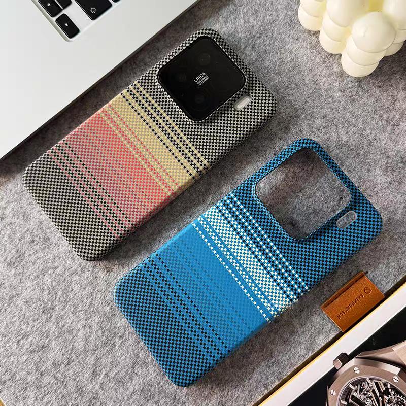 Carbon Fiber Texture Phone Case For Xiaomi 1 14 13 Redmi K80 K70 K60 Pro Ultra Matte Double Color Shockproof Hard PC Back Cover