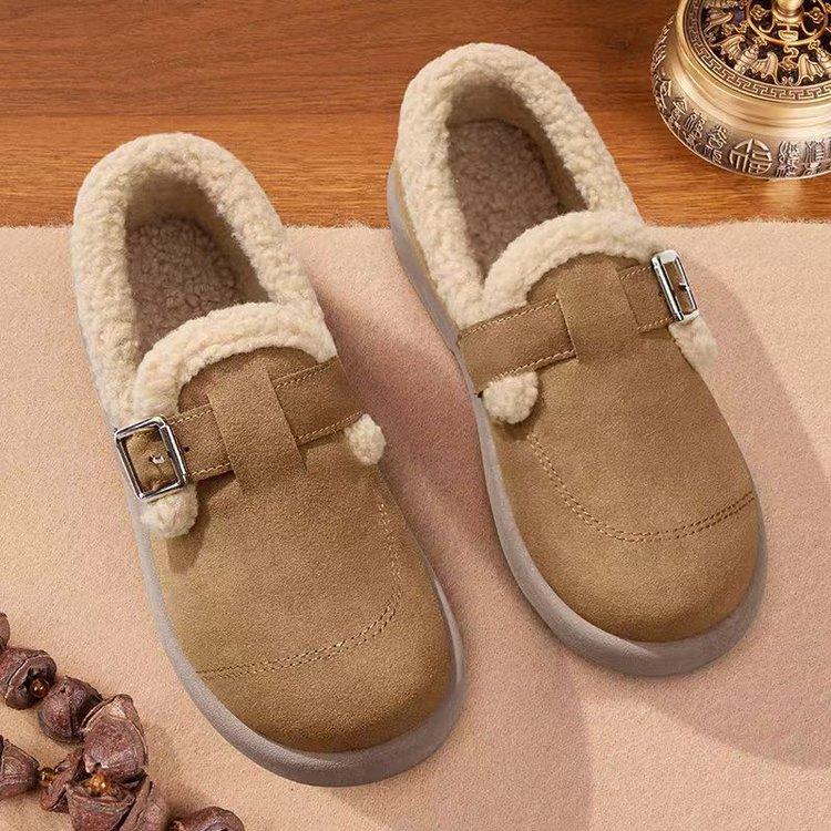 Soft-soled Birkenstocks, new casual shoes, piled and thickened warm cotton shoes, non-slip and comfortable, versatile Doudou shoes