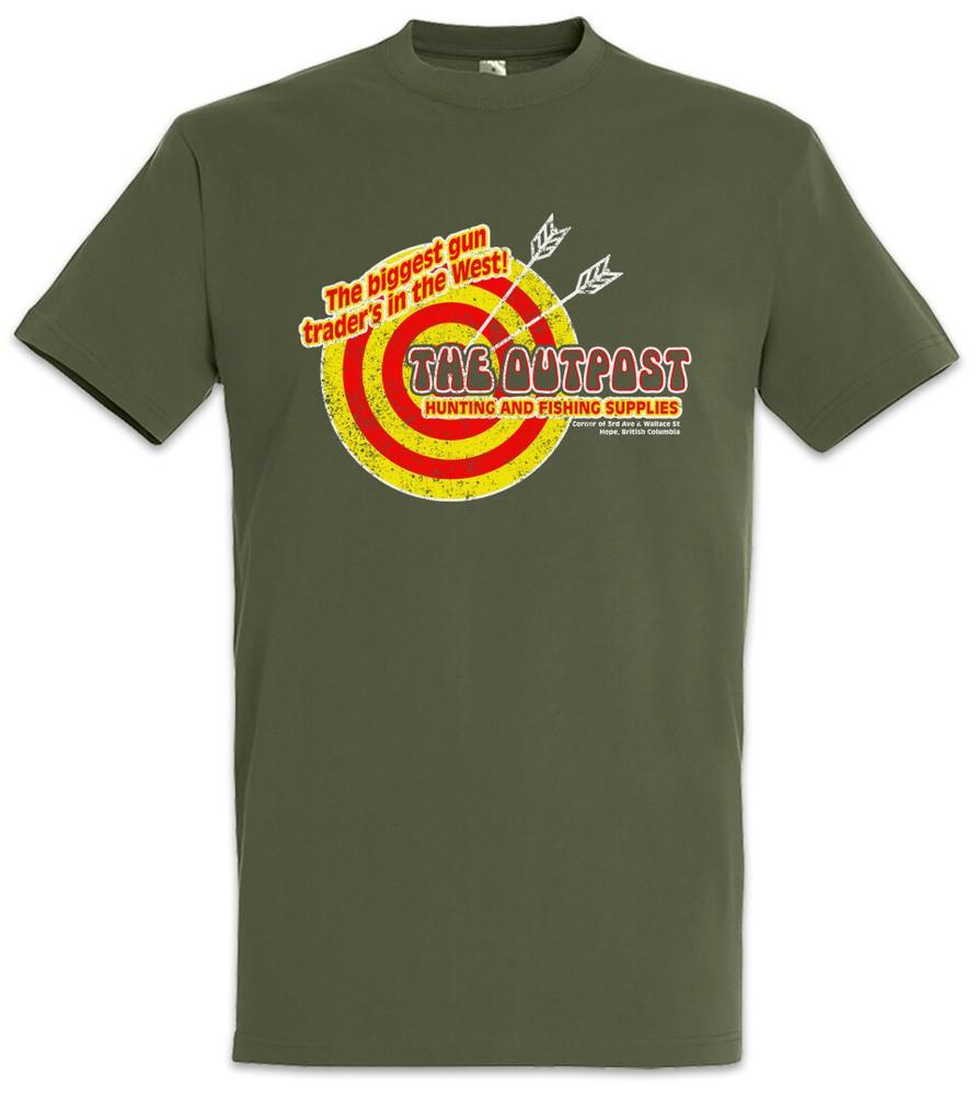 R Outpost II T-Shirt Bar Symbol Sign Rambo Gun Shop Hunting and Fishing Store