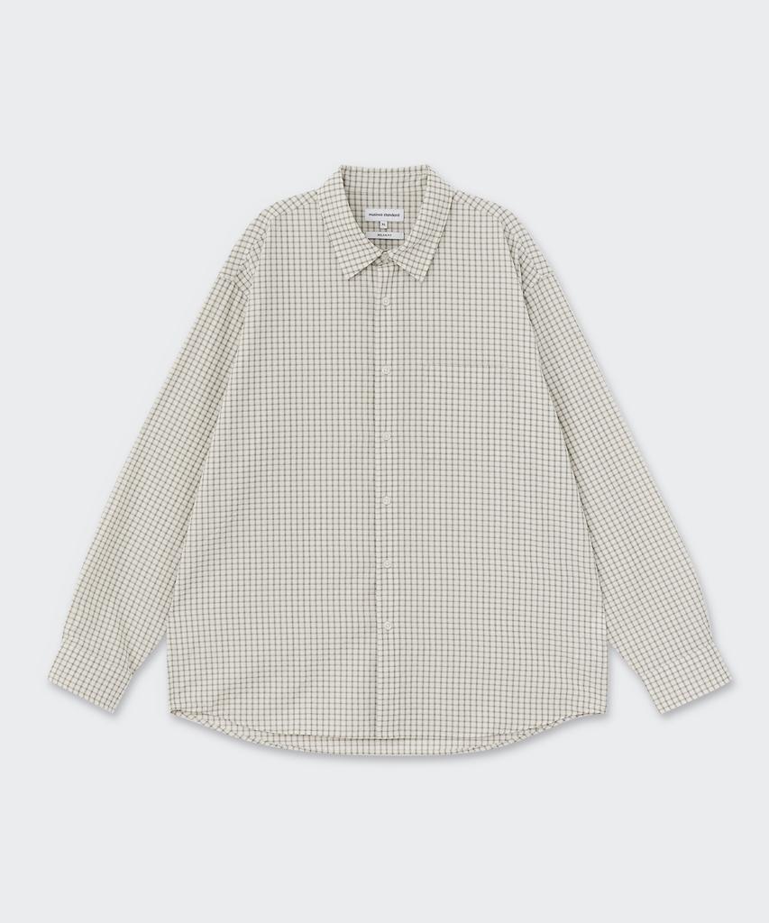 MUSINSA STANDARD Relaxed Small Plaid Check Shirt [Light Beige/Grey]