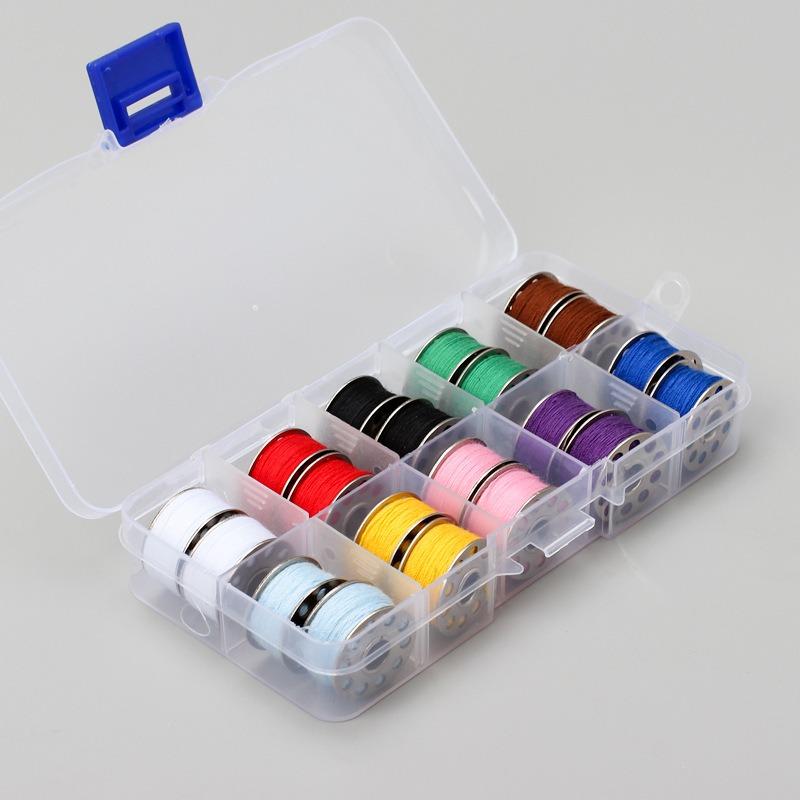 

Многофункциональные аксессуары для швейных машин, красочные швейные нитки в прозрачном футляре, набор металлических шпуль с шпульной нитью