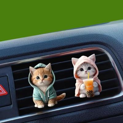 Auto Luchtuitlaat Parfumclips 2D Kat Luchtverfrisser Diffuser Airconditioning Aromatherapie Parfumclip Auto Interieur Decoratie