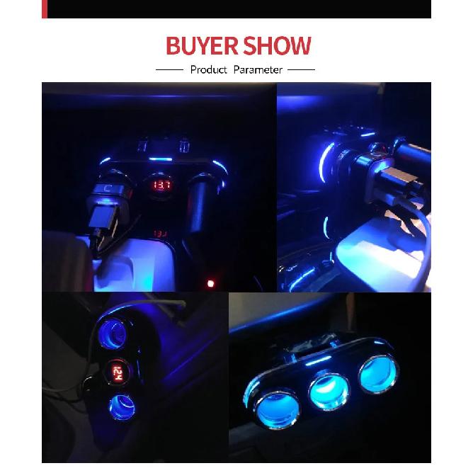 Dual USB Port 3 Way Auto Car Cigarette Lighter Socket Splitter Charger Plug Adapter DC 5V 1A+2.1A for All Phone PC Ipad