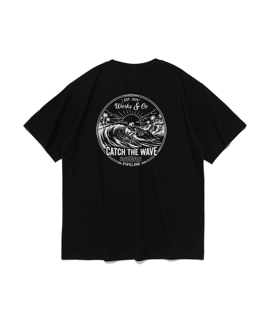 Wogseuaenko Surf Up Wave Short Sleeve Tee (Black)