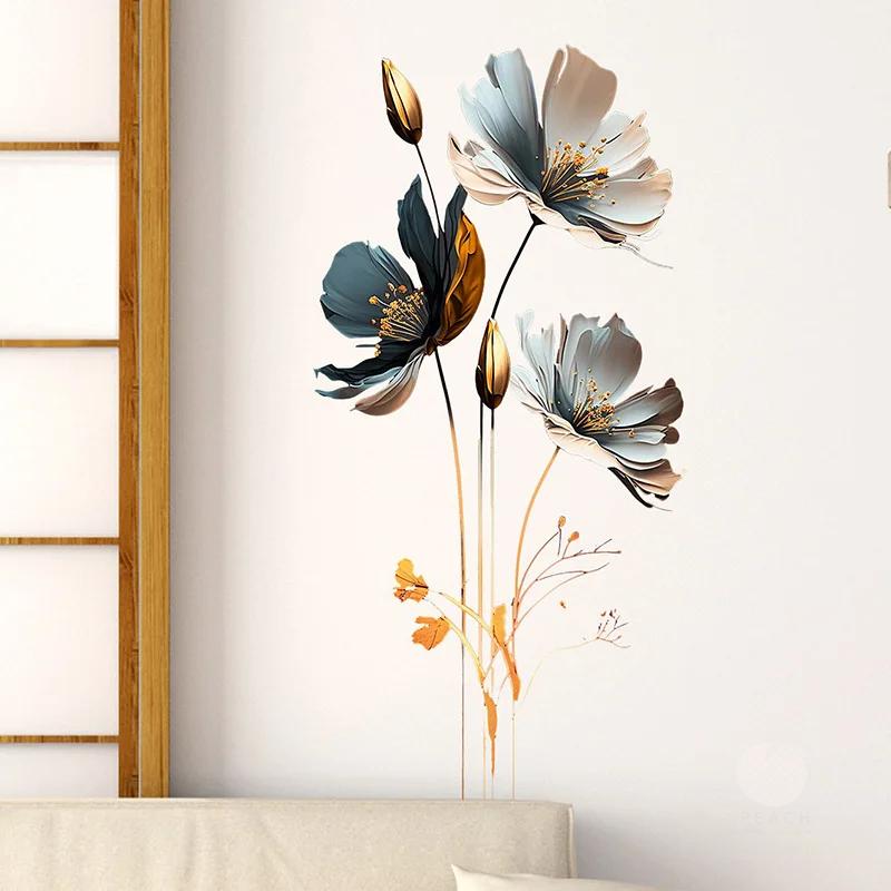 

1PCS Simulation Three-Dimensional Relief Texture Flowers Bedroom Home Decoration Wall Stickers Self-Adhesive